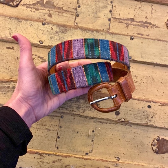 VINTAGE BELT BOHO PATCHWORK WESTERN LEATHER BELT SOUTHWEST STYLE UNISEX 36 main image 11